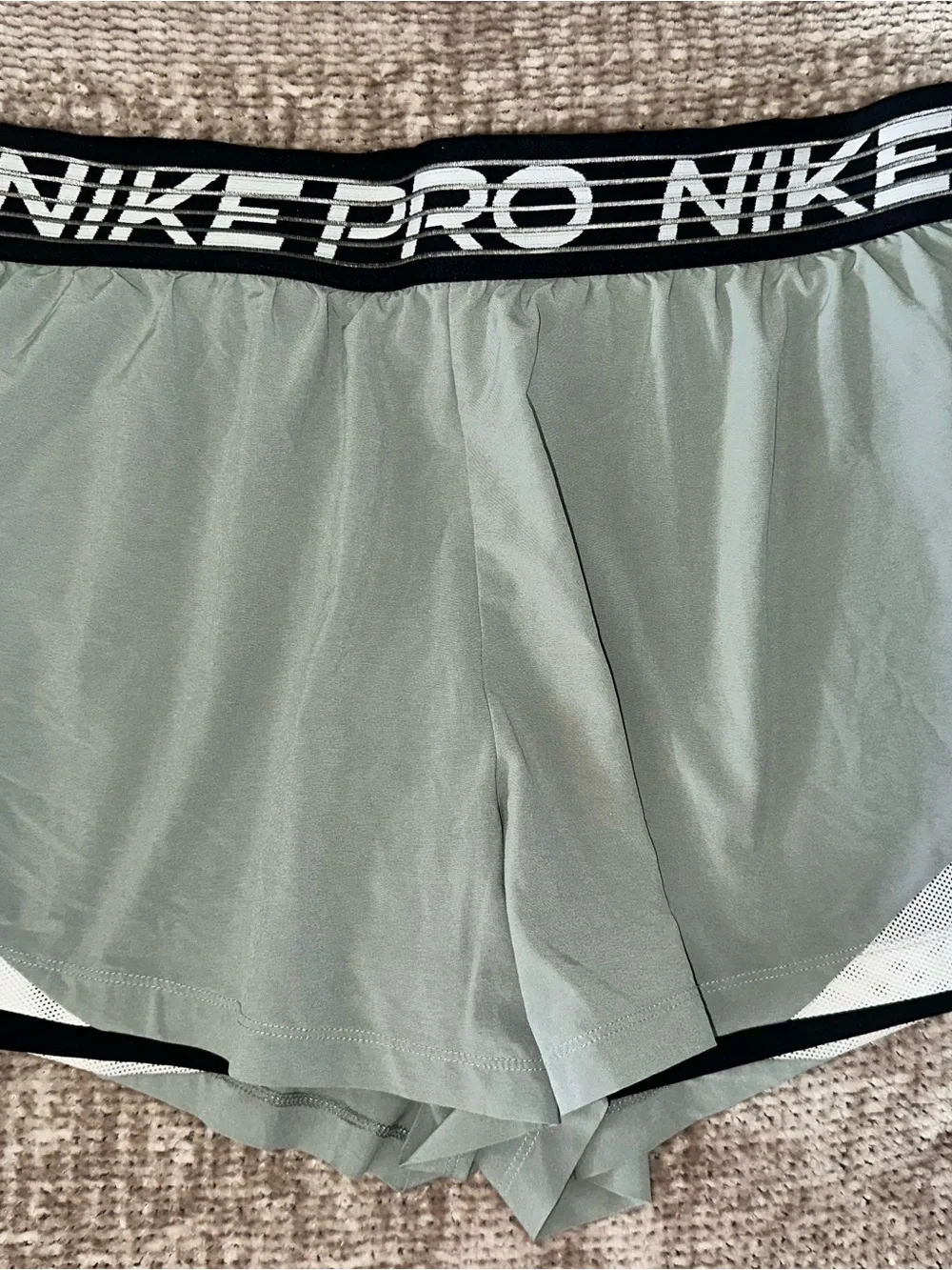 Nike Pro Sage Green Athletic Skirt with Black Branded Waistband
